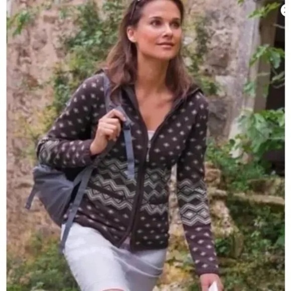 Athleta Fair Isle Teton Wool Blend Full Zip Sweater - Picture 1 of 5